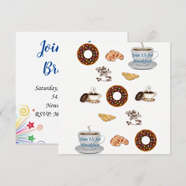 Invitation Joignez-vous à nous pour le petit-déjeu (Devant / Derrière)