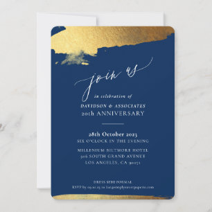 Invitation JOIN US calligraphie or formel bordures marine bla