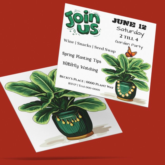 Invitation Join Us Plants and Butterflies Garden Party Invite (Join us for a plant party customizable invitation for everything garden related)