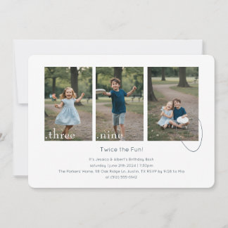 Invitation Joint Dual Sibling Any Age Double Birthday Party