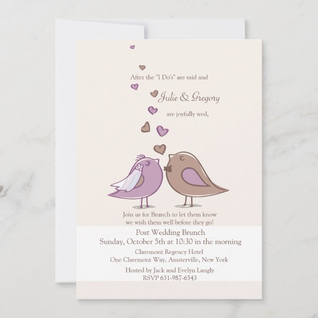 Invitation jointe de brunch de lavande de mariage (Devant)