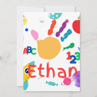 Invitation Joli ABC personnalisé pour enfants peinture manuel