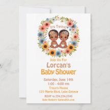 Joli African Twin Boys Baby shower Aquarelle