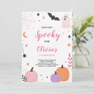 Invitation Joli Anniversaire Citrouille Fantôme Rose Orange H