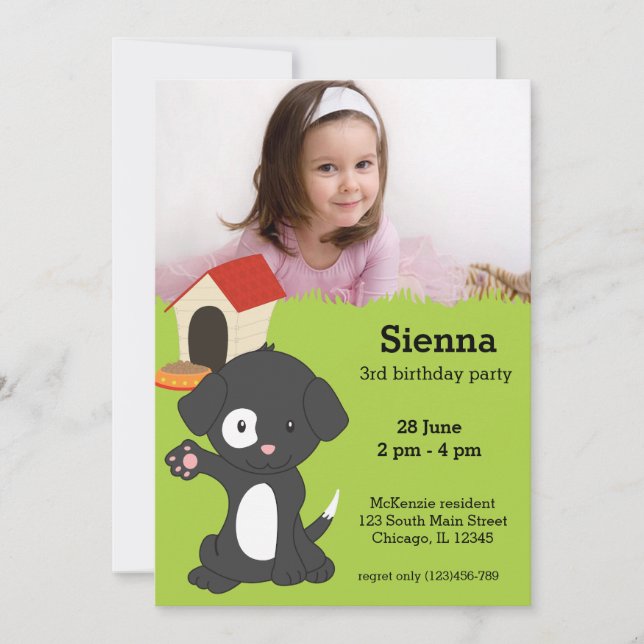 Invitation Joli anniversaire de chiot (Devant)