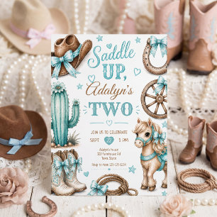 Invitation Joli Anniversaire de Cowgirl Occidental Cheval Fil
