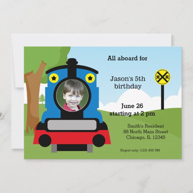Invitation Joli anniversaire de train (Devant)