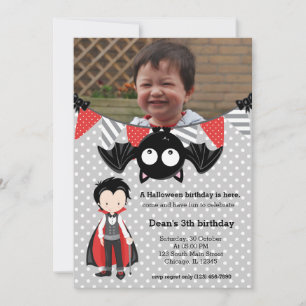 Invitation Joli anniversaire de vampire avec photo
