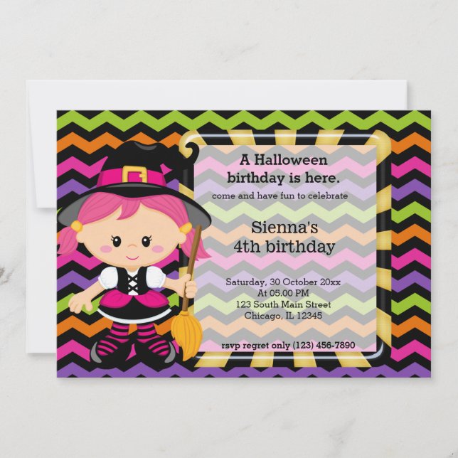 Invitation Joli anniversaire d'halloween (Devant)