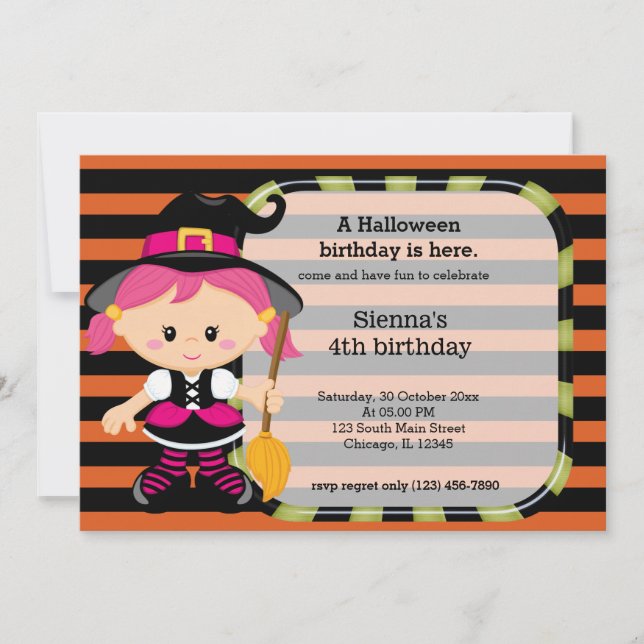 Invitation Joli anniversaire d'halloween (Devant)