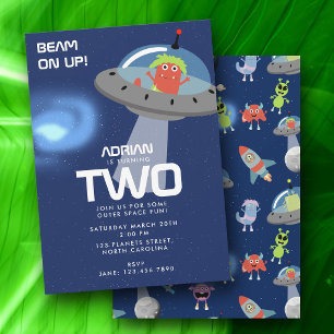 Invitation Joli Anniversaire Enfants Monstre Alien Moderne Es