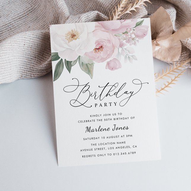 Invitation joli anniversaire floral botanique (Créateur téléchargé)