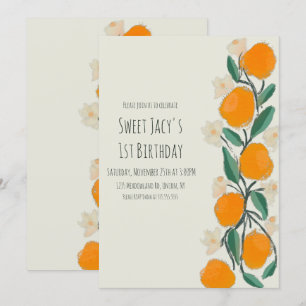 Invitation Joli Anniversaire Floral Botanique Orange Sucré