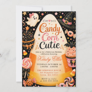Invitation Joli Anniversaire Halloween avec des Bonbons en Fo