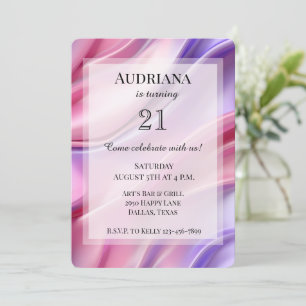 Invitation Joli Anniversaire rose violet