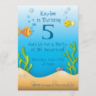 Invitation joli aquarium poisson fête d'anniversaire