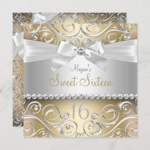 Invitation Joli Arc Diamant & Sparkle Swirl Gold Sweet 16