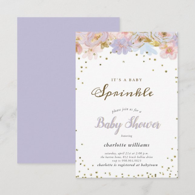 Invitation Joli Arc-en-ciel arroser bébé Sprinkle Douche (Devant / Derrière)