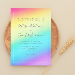 Invitation Joli arc-en-ciel dégradé coloré Mariage LGBTQ