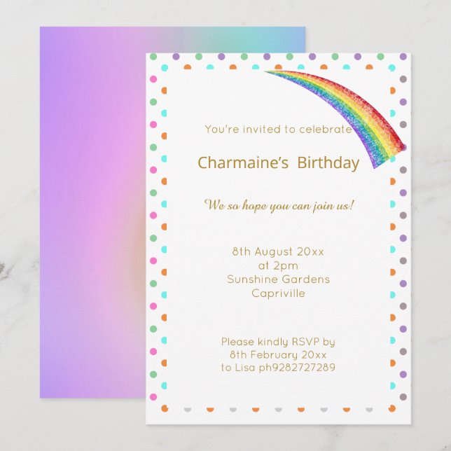 INVITATION JOLI ARC-EN-CIEL TOUTES OCCASIONS (Devant / Derrière)