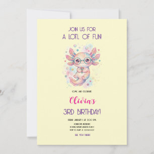 Invitation Joli Axolotl portant des lunettes Fête d'anniversa