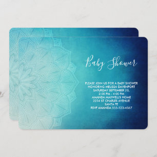Invitation Joli Baby shower Abstrait Mandala bleu