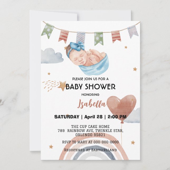 Invitation Joli baby shower africain américain garçons (Devant)