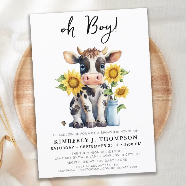 Invitation Joli Baby shower animal de ferme des tournesols de (Créateur téléchargé)