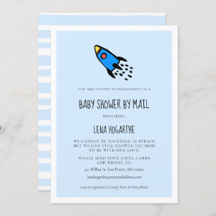 Invitation Joli Baby shower bleu roquette garçon par mail