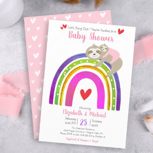 Invitation Joli Baby shower Boho Arc-en-ciel Fille