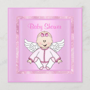 Invitation Joli baby shower d'ange bébé rose