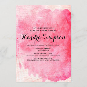 Invitation Joli Baby shower d'aquarelle rose