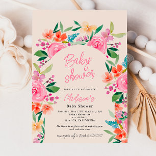 Invitation Joli baby shower d'arche fleurie de jardin