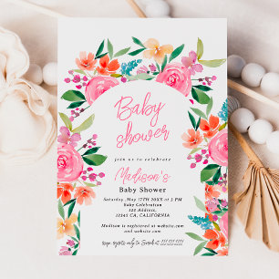 Invitation Joli baby shower d'arche fleurie de jardin