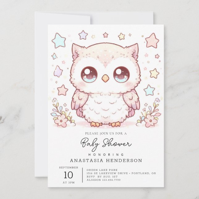Invitation Joli Baby shower de Chouette Enchanté (Devant)