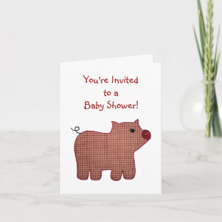 Invitation Joli Baby shower De Cochon Rose Plaid