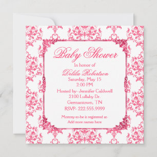 Invitation Joli Baby shower de Damas rose