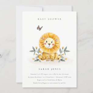 Invitation Joli Baby shower de feuillage de Lion Woodland
