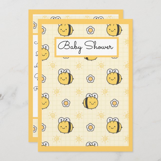 Invitation Joli Baby shower de fille Bumble Bee Boy (Devant / Derrière)