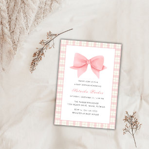 Invitation Joli Baby shower de fille de garçon En vichy rose