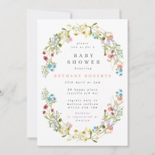 Invitation Joli Baby shower de fleurs sauvages de printemps