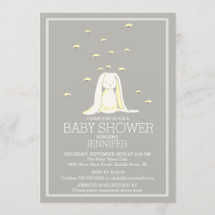 Invitation Joli Baby shower de lapin jaune neutre printemps