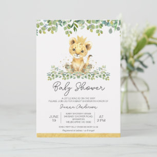 Invitation Joli Baby shower de Lion Boys de Foliing Vert