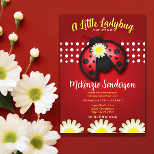 Invitation Joli Baby shower de marguerites rouges et noires