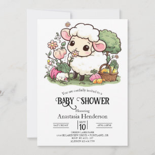Invitation Joli Baby shower de mouton enchanté
