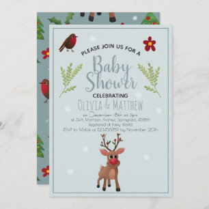 Invitation Joli Baby shower de Noël Rudolph Reindeer