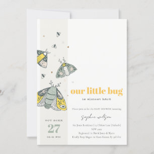 Invitation Joli Baby shower de petit bug gris jaune élégant