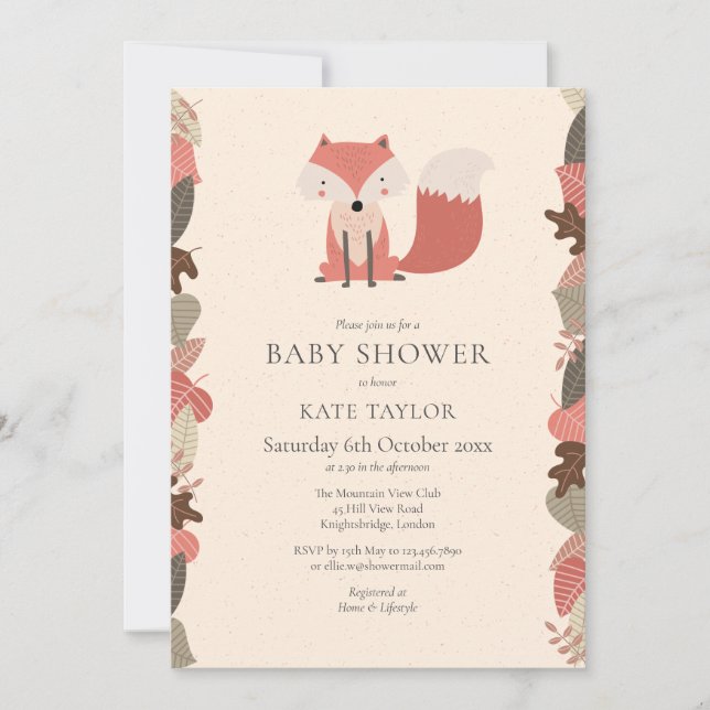 Invitation Joli Baby shower de renard de bois Couples d'arros (Devant)
