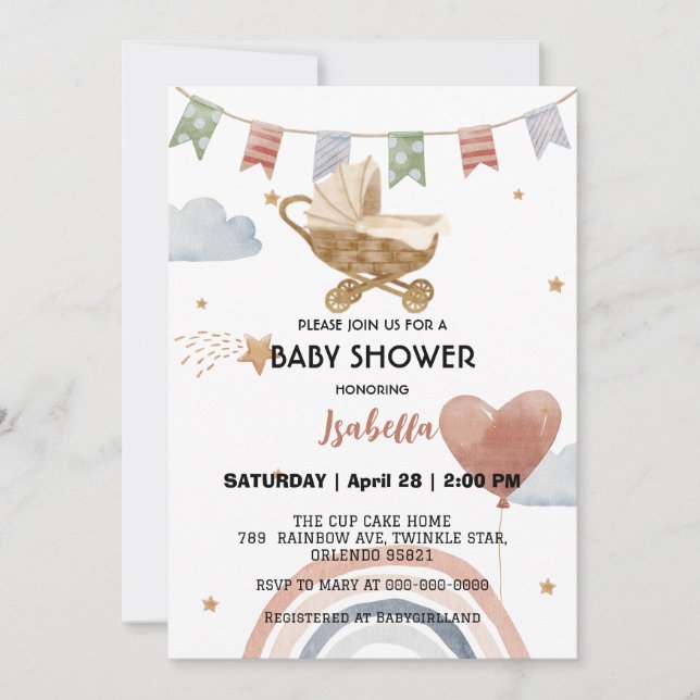 Invitation Joli baby shower des filles afro-américaines (Devant)