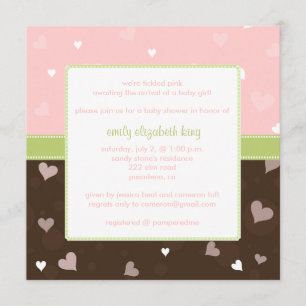 Invitation Joli baby shower des Petits Coeurs Roses